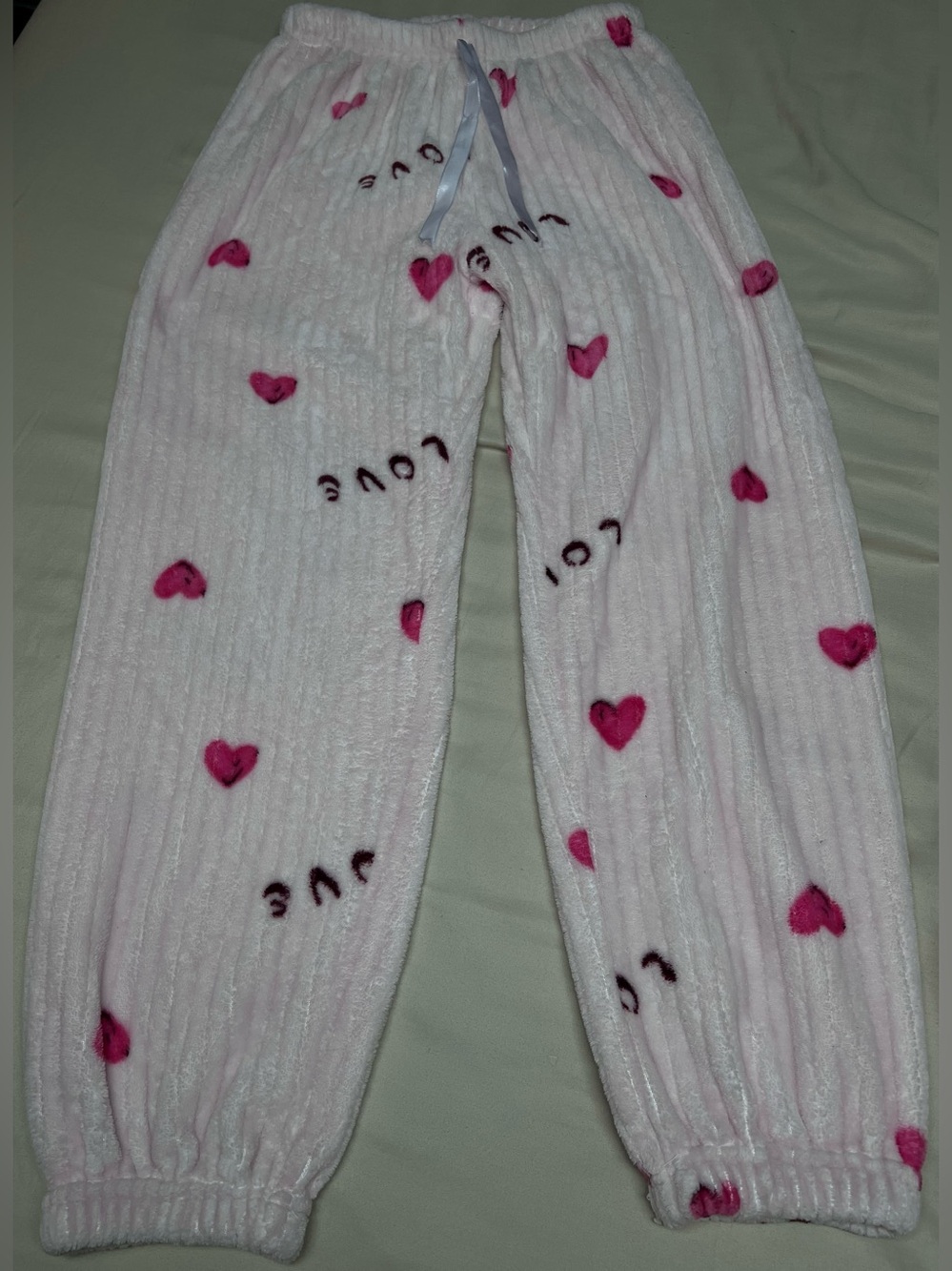 Girls' Pink Heart 'Love' Fleece Pajama Bottoms